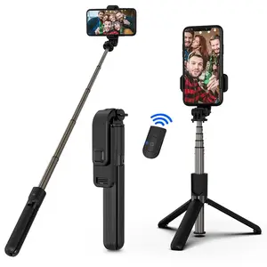 H1 سماعة لاسلكية تعمل بالبلوتوث Selfie Stick ترايبود monopod حامل هاتف للسفر في الهواء الطلق 3 في 1