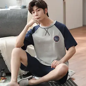 الصيف الرجال جديد منامة Homewear دعوى الرجال قصيرة الأكمام ملابس منزلية غير رسمية حجم كبير الرجال الشباب منامة Homewear