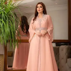 عباية فاخرة الماس فساتين نسائية إسلامية أنيقة قفطان مغربي دبي قفطان ثوب مسائي حفلة عيد فساتين طويلة ماكسي