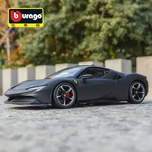 Bburago 1:24 فيراري SF90 Stradale سيارة رياضية سوداء ثابتة يموت يلقي المركبات تحصيل نموذج سيارات لعب