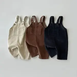 الخريف الشتاء طفل رضيع الفتيان الفتيات الصلبة سروال قصير الحمالات رومبير الاطفال Playsuit بذلة الملابس