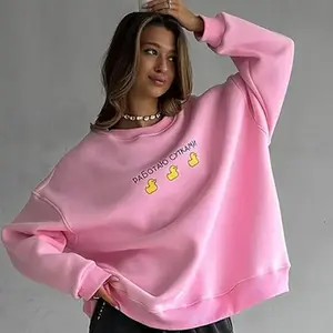 Bornladies المرأة فضفاضة البلوز فضفاضة الطباعة هوديس أنثى موضة عادية المتضخم الخريف الشتاء الدافئة زوجين البلوفرات